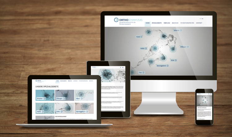 Responsive Website für Ortho Cham Zug, designed by antiva