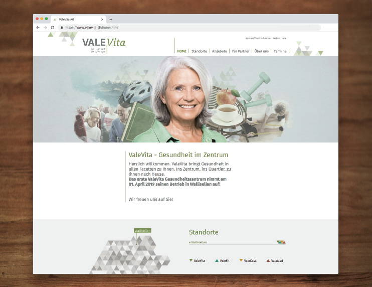 Startseite der responsive Website von ValeVita, designed by antiva